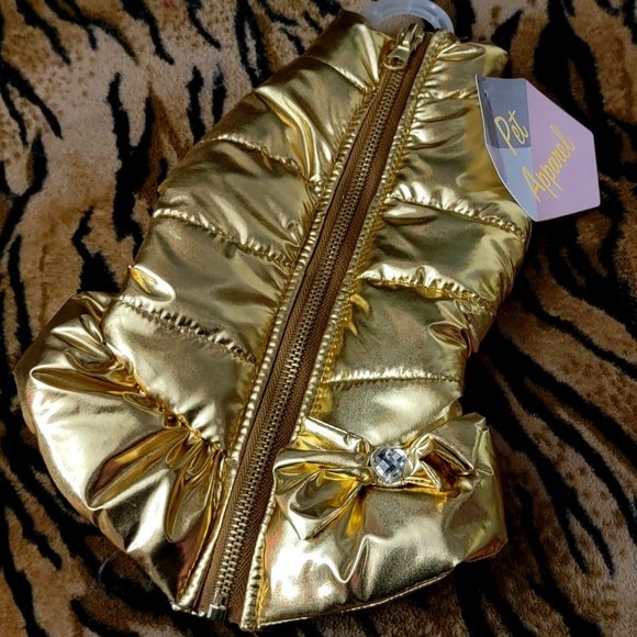 Pet Coat Sweater Golden Puffer xs or small ea. New w/ Tag! - Picture 1 of 5